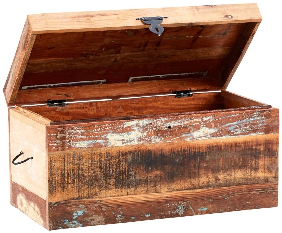 Product photograph of Coastal Brown Reclaimed Wood Trunk Box from Choice Furniture Superstore.