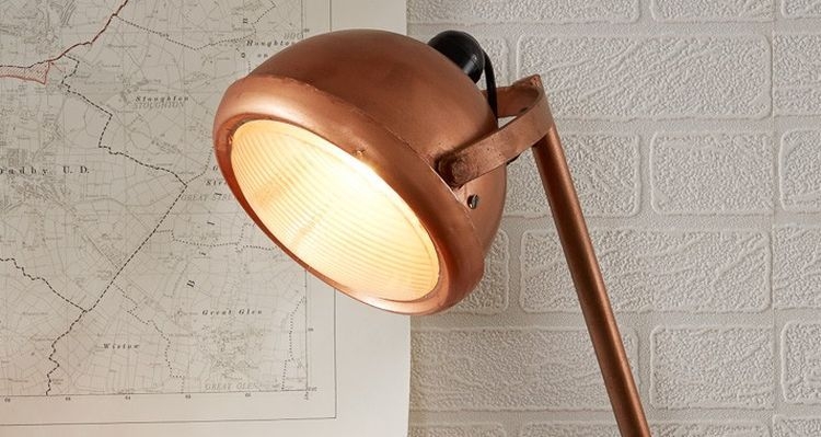 Product photograph of Copper Lacquered Metal Lamp Stand from Choice Furniture Superstore.
