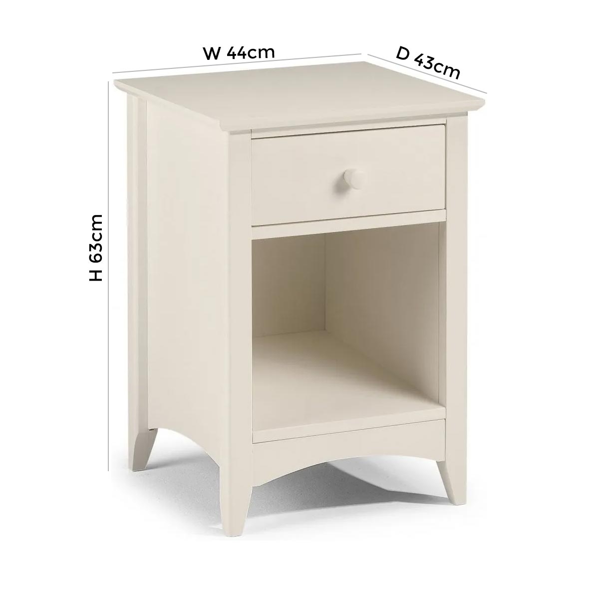 Product photograph of Cameo White Pine 1 Drawer Bedside Cabinet from Choice Furniture Superstore.