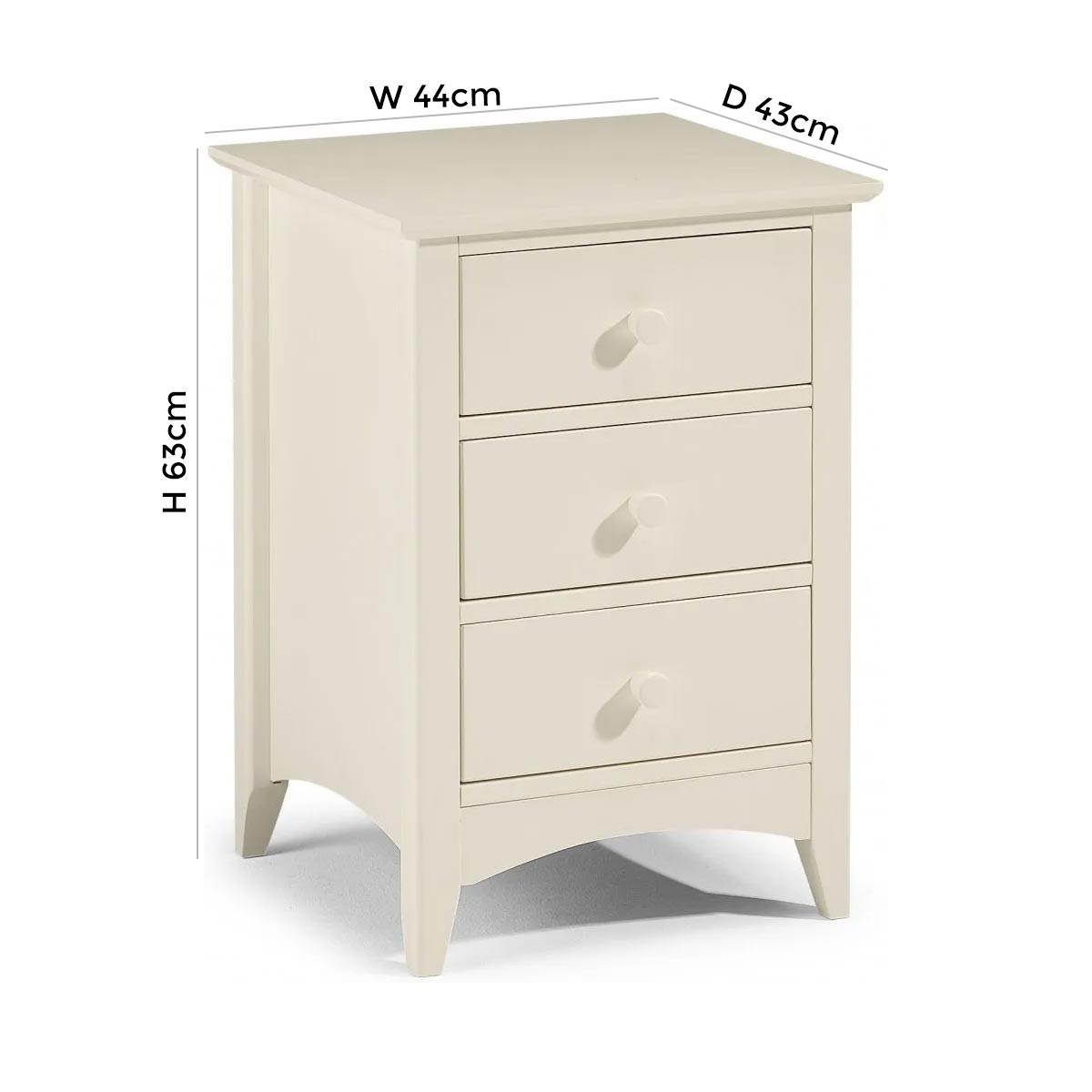 Product photograph of Cameo White Pine 3 Drawer Bedside Cabinet from Choice Furniture Superstore.