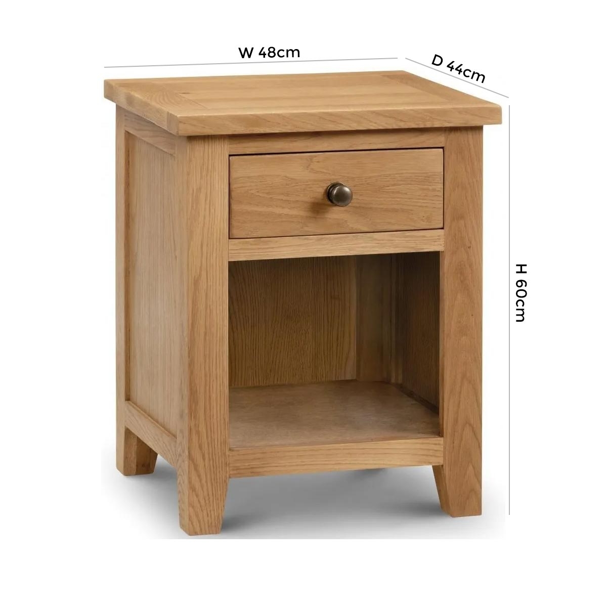Product photograph of Marlborough Waxed Oak 1 Drawer Bedside Cabinet from Choice Furniture Superstore.