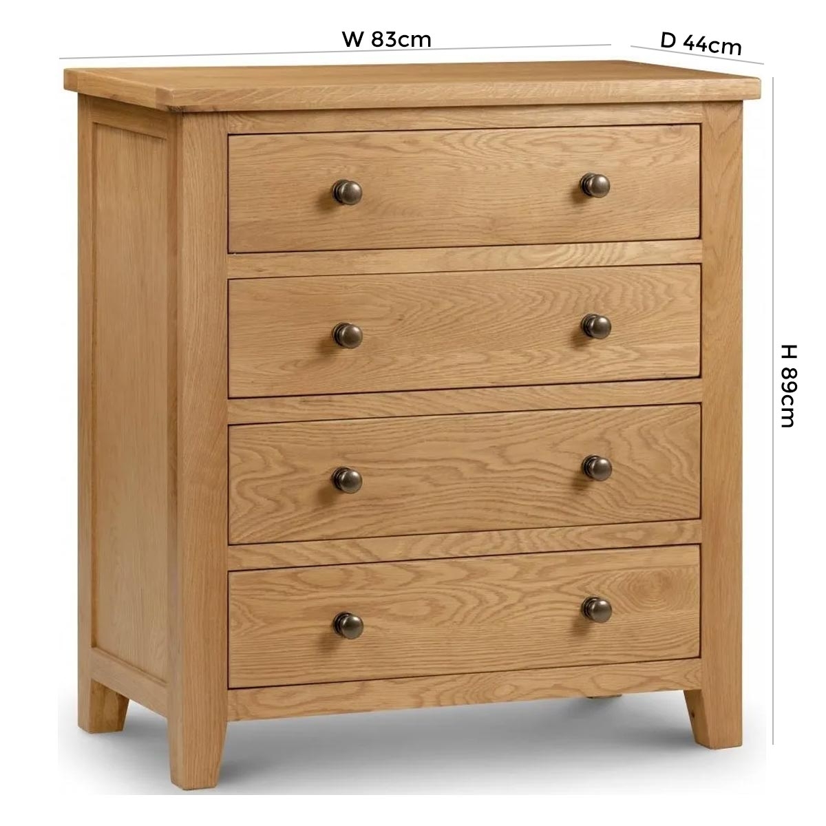 Product photograph of Marlborough Waxed Oak 4 Drawer Chest from Choice Furniture Superstore.