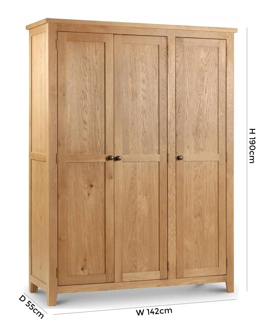 Product photograph of Marlborough Oak 3 Door Wardrobe from Choice Furniture Superstore.