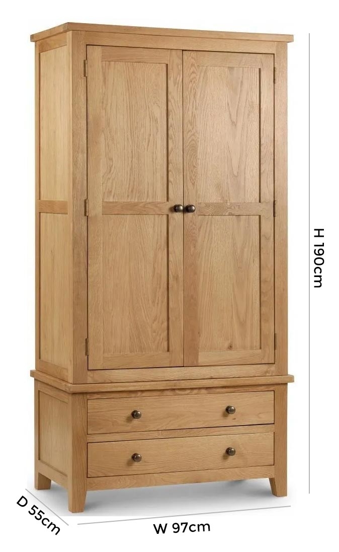 Product photograph of Marlborough Oak 2 Door 2 Drawer Double Wardrobe from Choice Furniture Superstore.