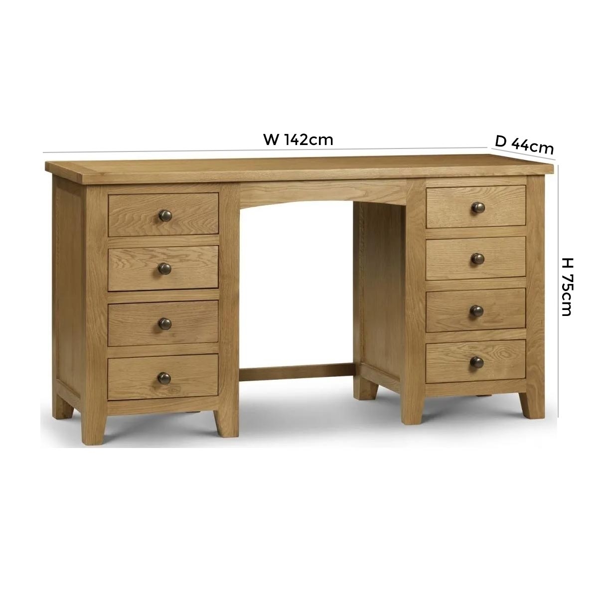 Product photograph of Marlborough Oak 8 Drawer Dressing Table from Choice Furniture Superstore.