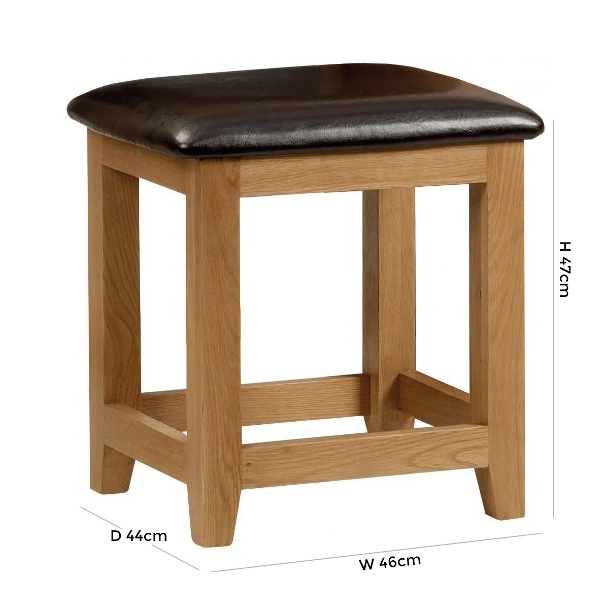 Product photograph of Marlborough Oak Dressing Stool from Choice Furniture Superstore.