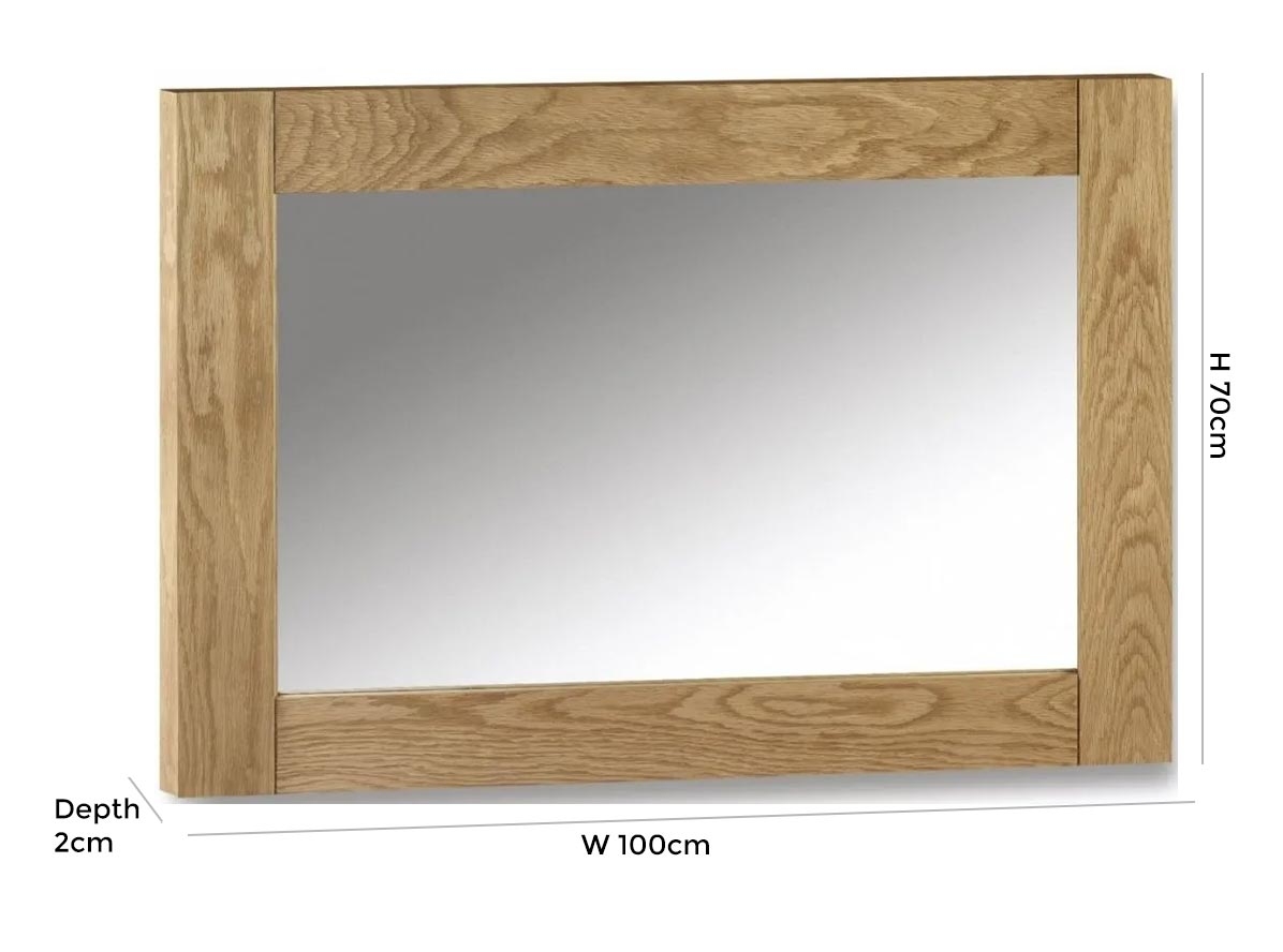 Product photograph of Marlborough Oak Rectangular Wall Mirror - 100cm X 70cm from Choice Furniture Superstore.
