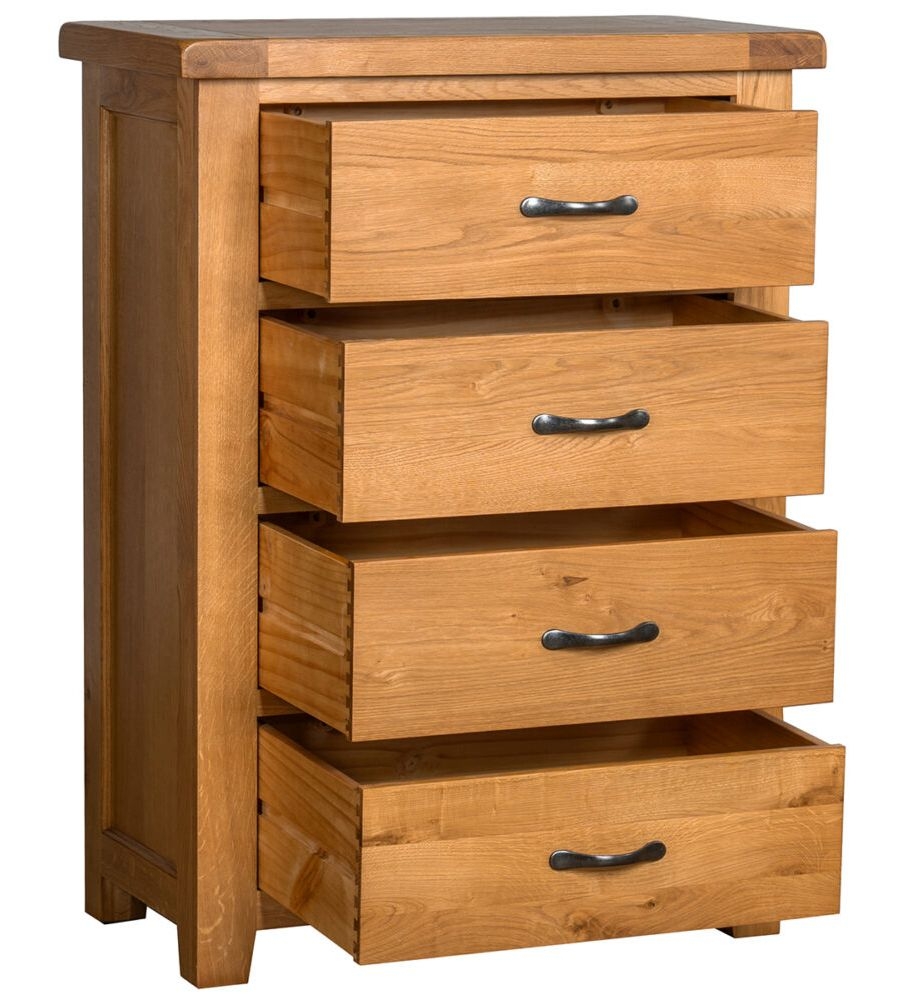 Product photograph of Oakland Oak 4 Drawer Chest from Choice Furniture Superstore.