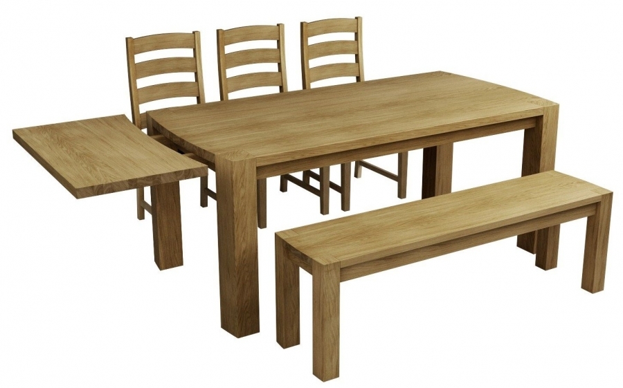 Product photograph of Sanford Oak Dining Bench For 185cm Table from Choice Furniture Superstore.