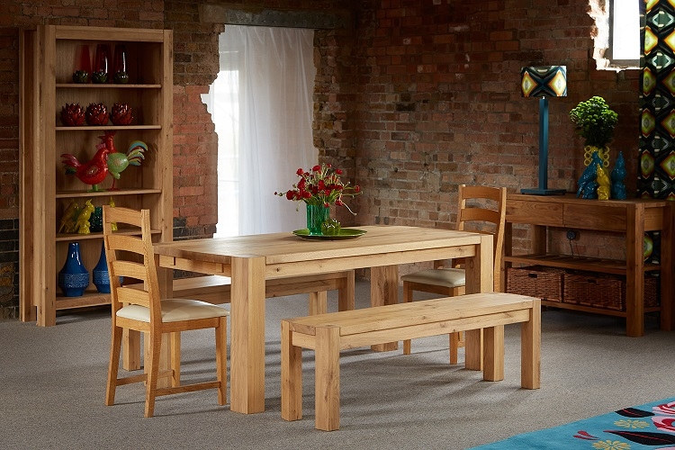 Product photograph of Sanford Oak Dining Bench For 185cm Table from Choice Furniture Superstore.