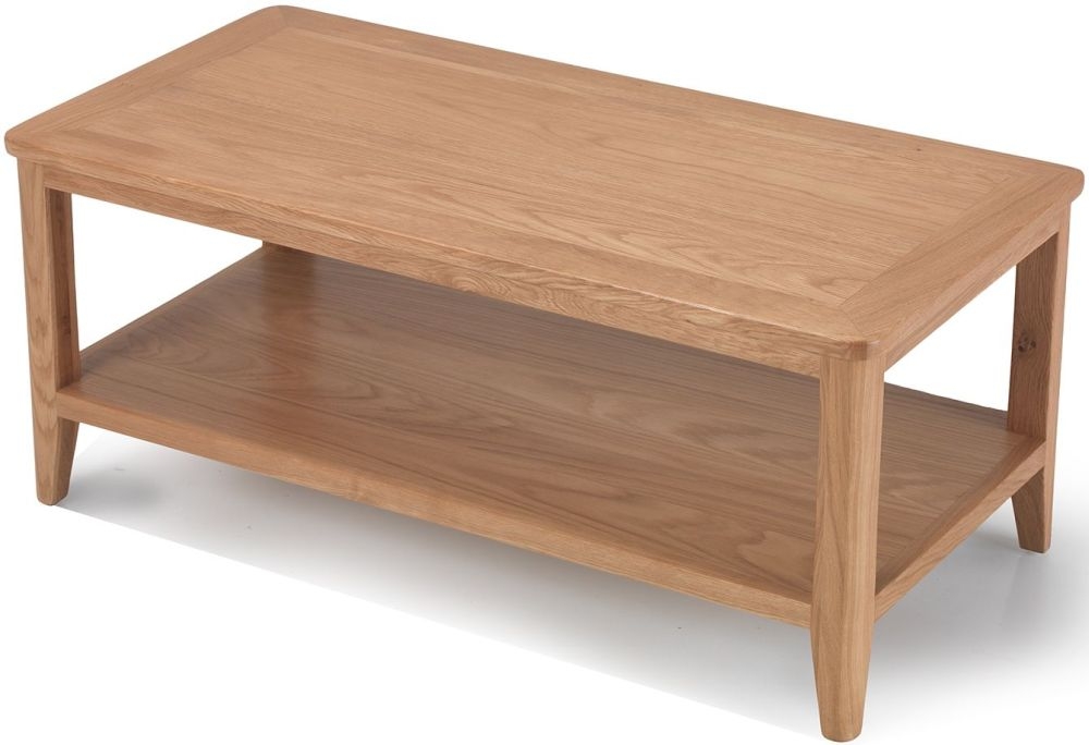 Product photograph of Asby Scandinavian Style Oak Coffee Table With Bottom Shelf from Choice Furniture Superstore.