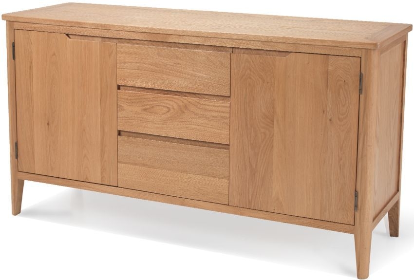 Product photograph of Asby Scandinavian Style Oak Large Sideboard 140cm W With 2 Doors And 3 Drawers from Choice Furniture Superstore.