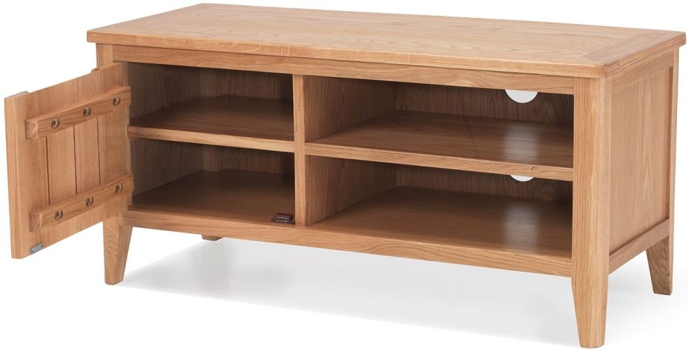 Product photograph of Asby Scandinavian Style Oak Small Tv Unit 95cm W With Storage For Television Upto 32in Plasma from Choice Furniture Superstore.