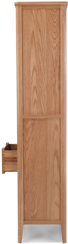Product photograph of Asby Scandinavian Style Oak Narrow Bookcase 150cm H With 1 Storage Drawer from Choice Furniture Superstore.