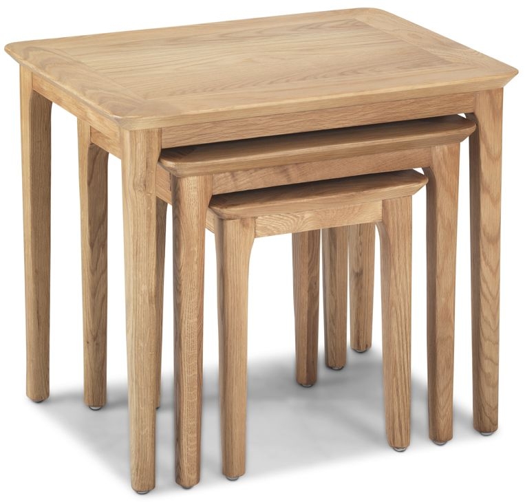 Product photograph of Wadsworth Waxed Oak Nest Of Tables Set Of 3 from Choice Furniture Superstore.