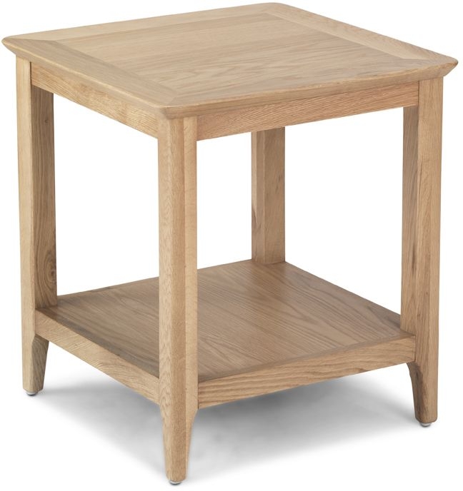 Product photograph of Wadsworth Waxed Oak Square Top Side Table With Bottom Shelf from Choice Furniture Superstore.