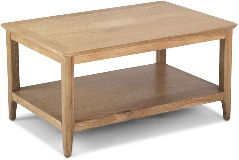 Product photograph of Wadsworth Waxed Oak Large Coffee Table With Bottom Shelf from Choice Furniture Superstore.