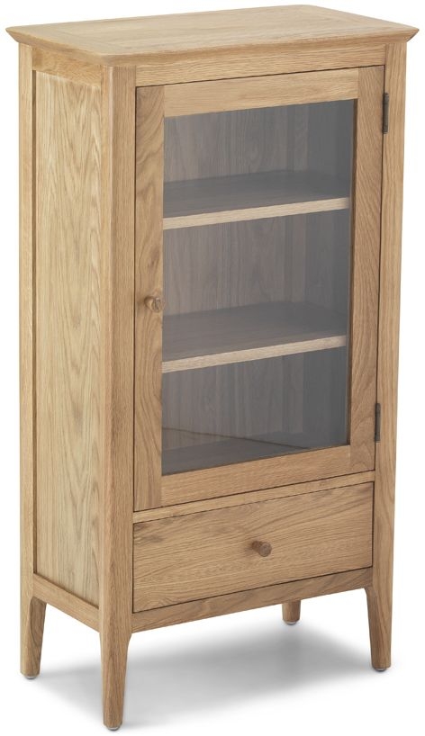 Product photograph of Wadsworth Waxed Oak Petite Glazed Bookcase With 1 Glass Door And 1 Drawer from Choice Furniture Superstore.