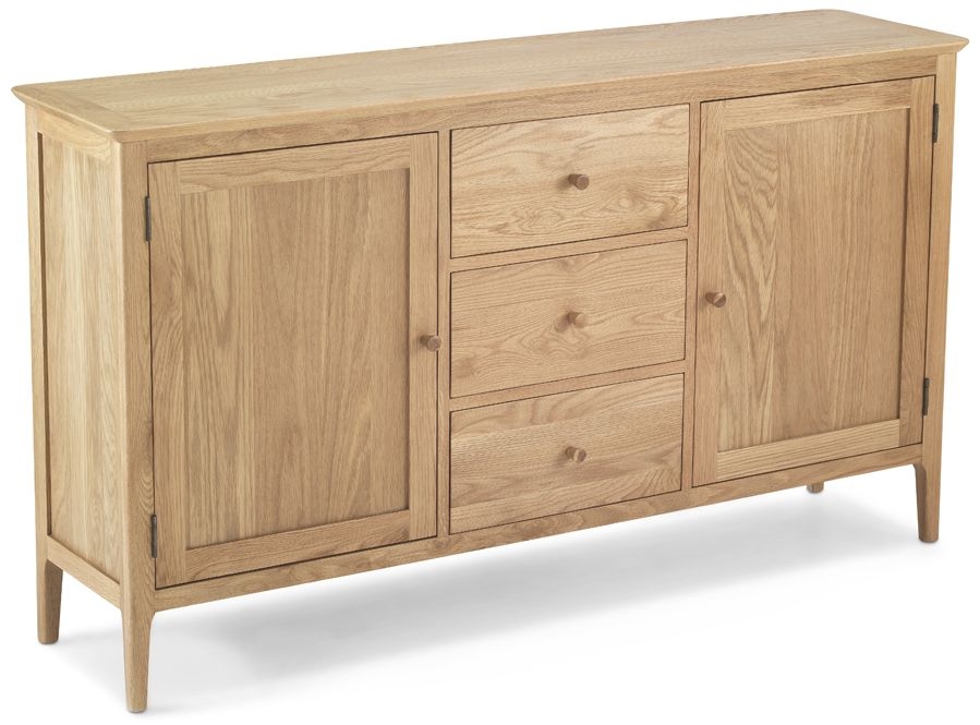 Product photograph of Wadsworth Waxed Oak Large Sideboard 160cm With 2 Doors And 3 Drawers from Choice Furniture Superstore.