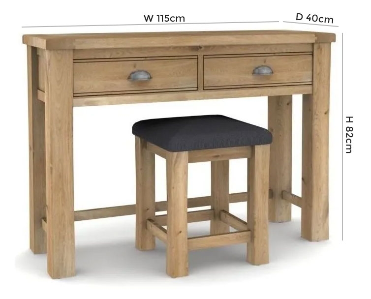 Product photograph of Vida Living Breeze Oak Dressing Table And Stool from Choice Furniture Superstore.