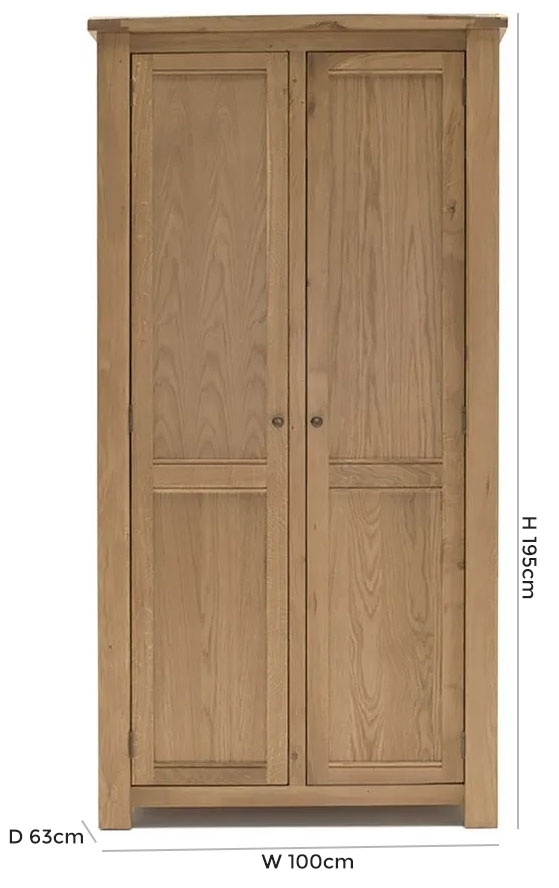 Product photograph of Vida Living Breeze Oak 2 Door Wardrobe from Choice Furniture Superstore.