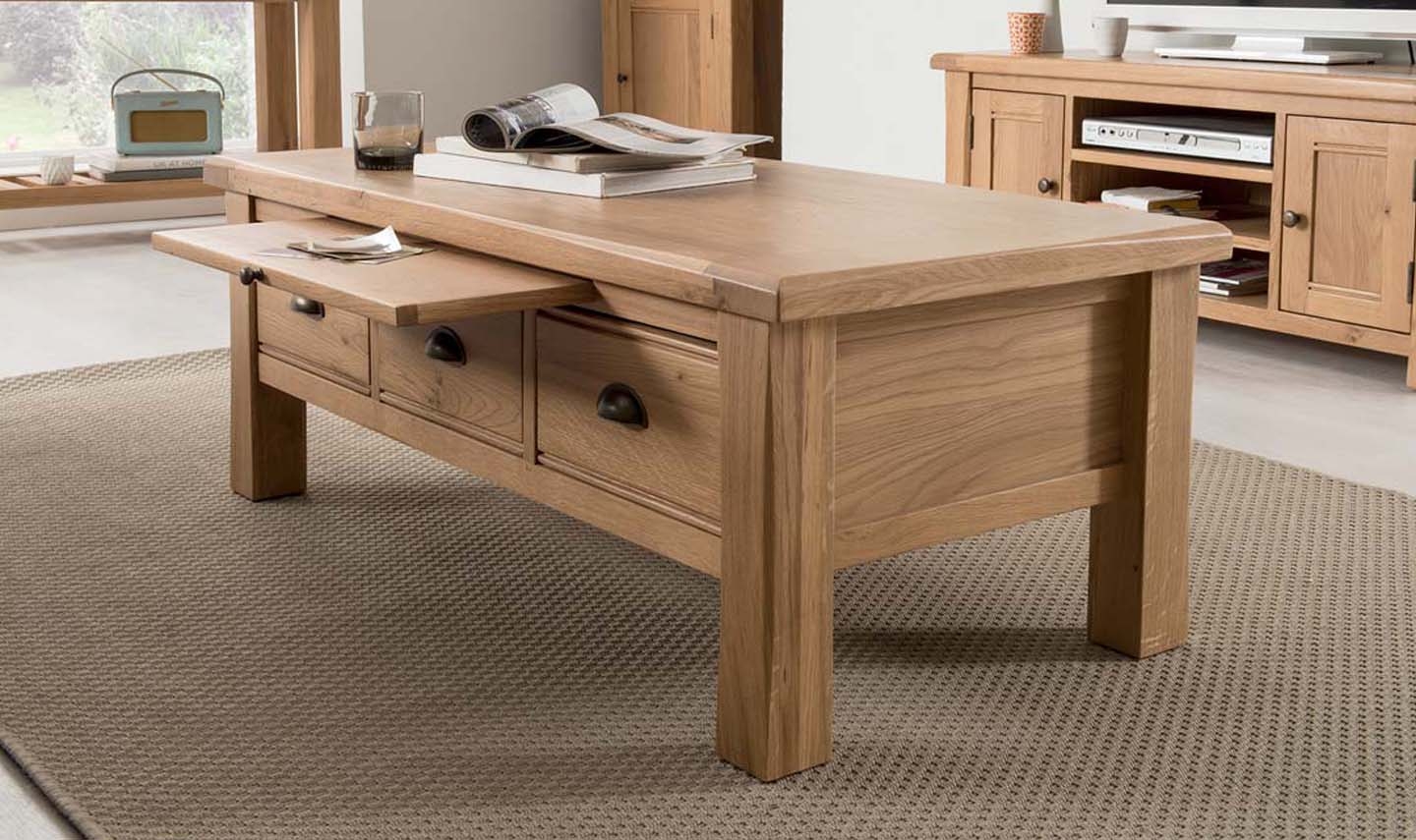 Product photograph of Vida Living Breeze Oak Storage Coffee Table from Choice Furniture Superstore.