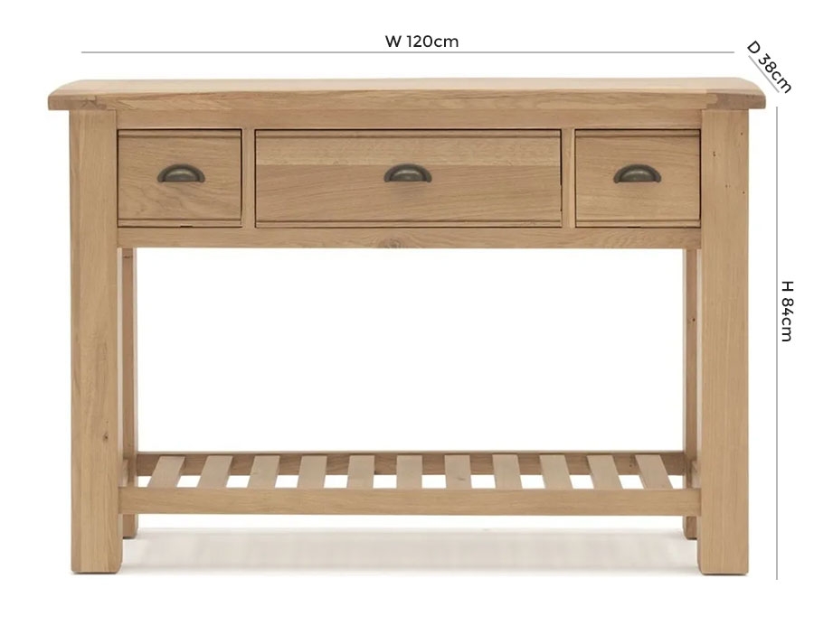 Product photograph of Vida Living Breeze Oak Console Table from Choice Furniture Superstore.