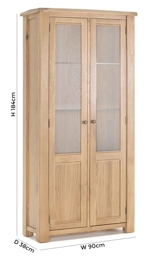 Product photograph of Vida Living Breeze Oak Display Cabinet from Choice Furniture Superstore.
