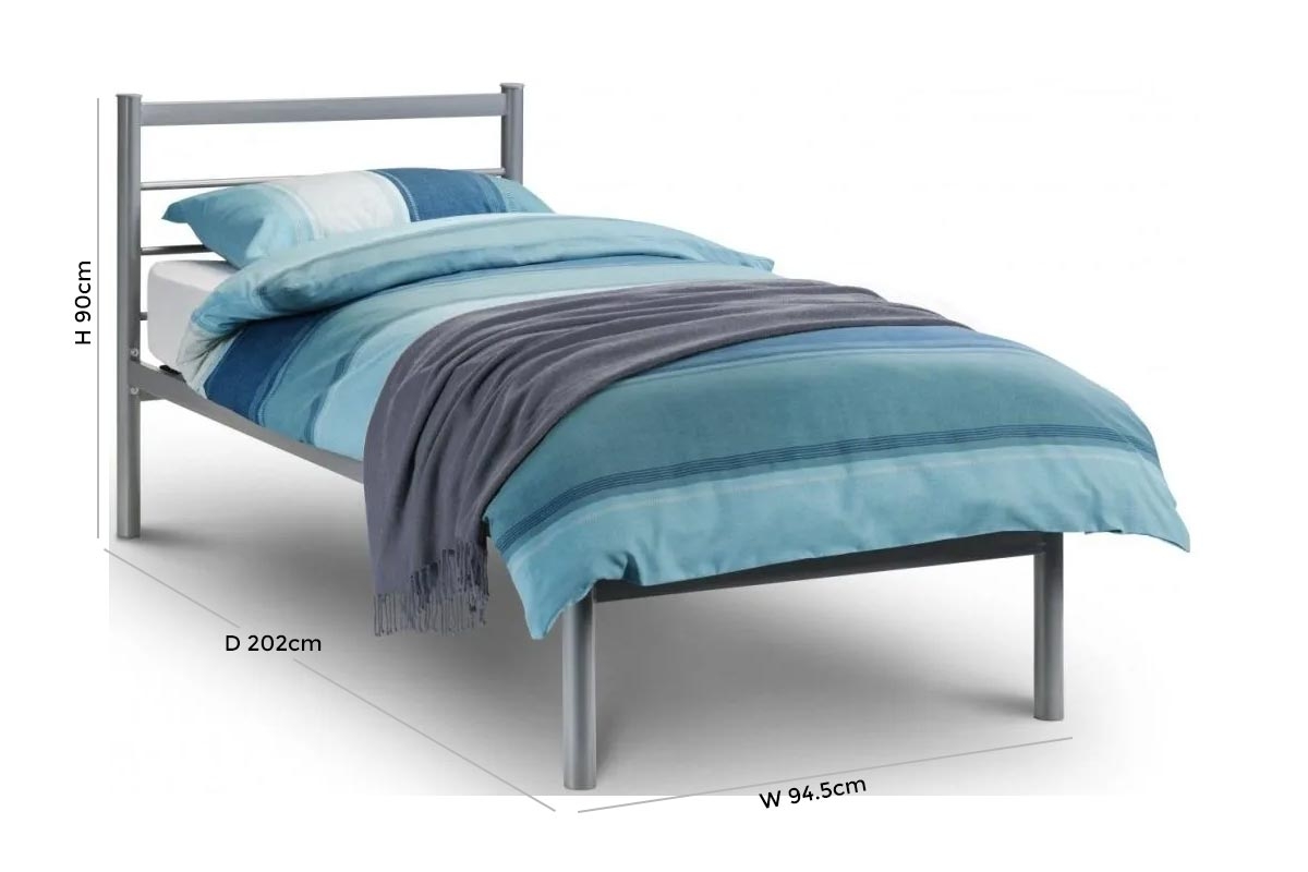 Product photograph of Alpen Grey Aluminium Metal Bed - Comes In Single And Double Size from Choice Furniture Superstore.
