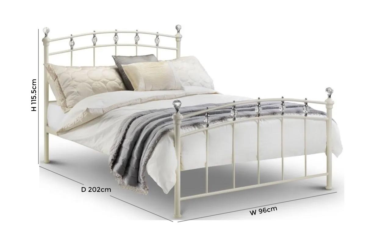 Sophie Off-White Metal Bed - Comes in Single, Double and King Size Options