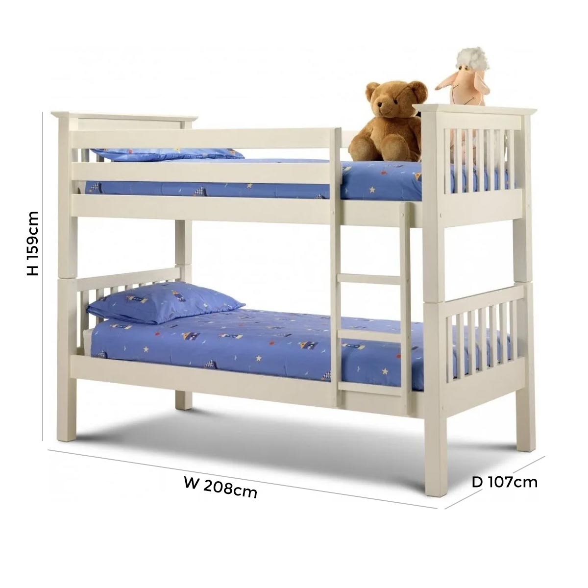 Product photograph of Barcelona Pine Bunk Bed - Comes In Stone White Or Pine Options from Choice Furniture Superstore.