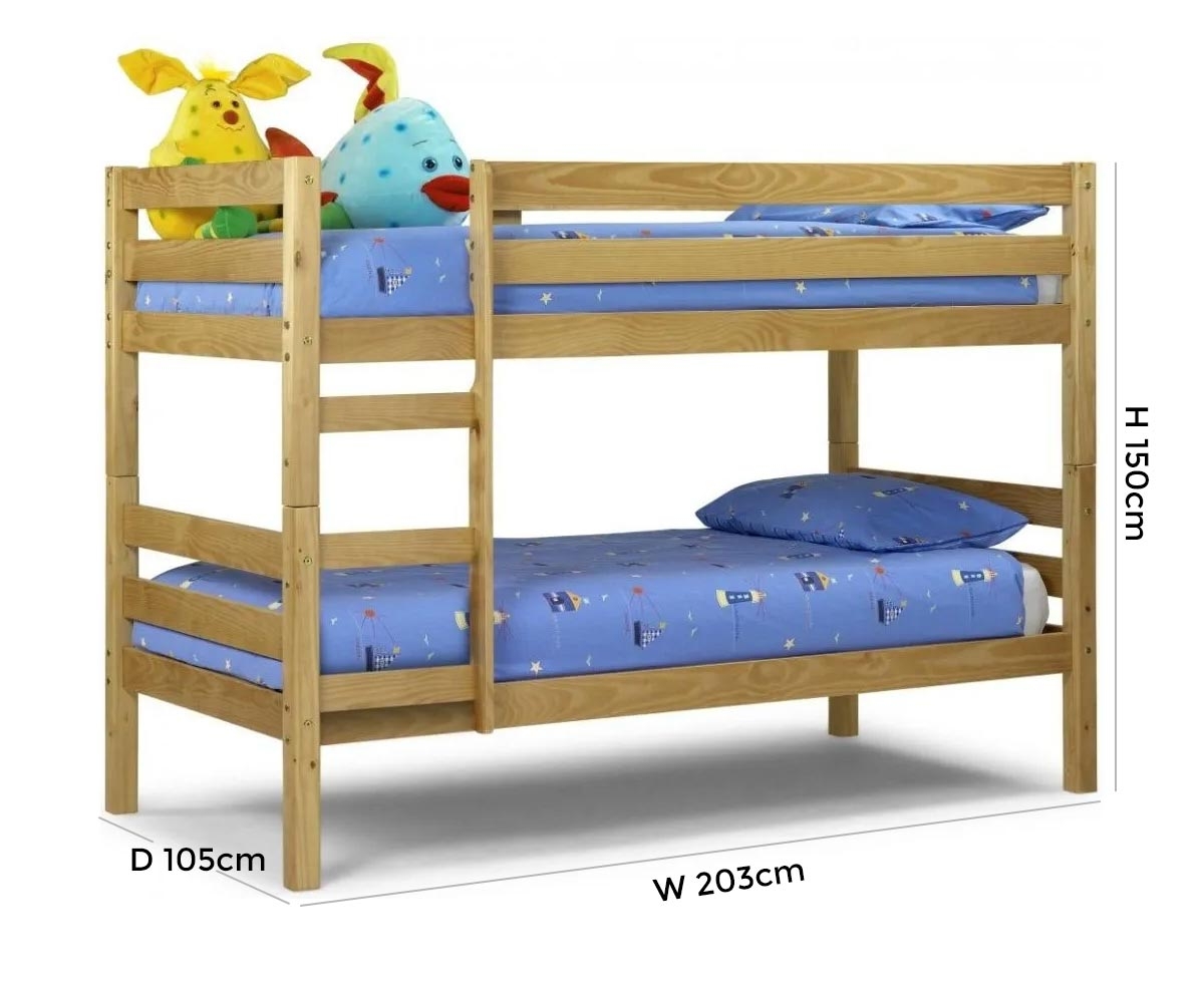 Product photograph of Wyoming Low Sheen Lacquer Pine Bunk Bed from Choice Furniture Superstore.