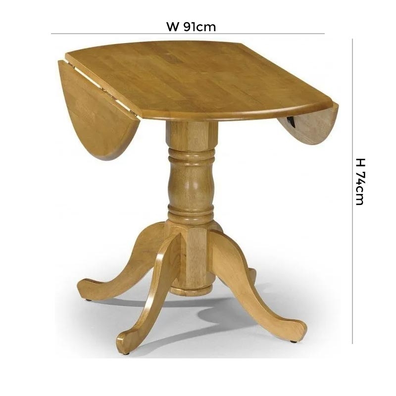 Product photograph of Dundee Honey Pine Round 2 Seater Drop Leaf Extending Dining Table from Choice Furniture Superstore.