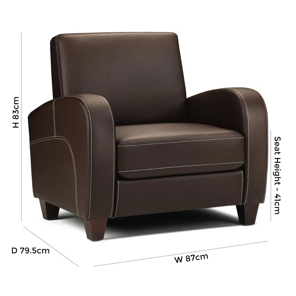 Product photograph of Vivo Brown Leather Armchair Solid In Pairs from Choice Furniture Superstore.