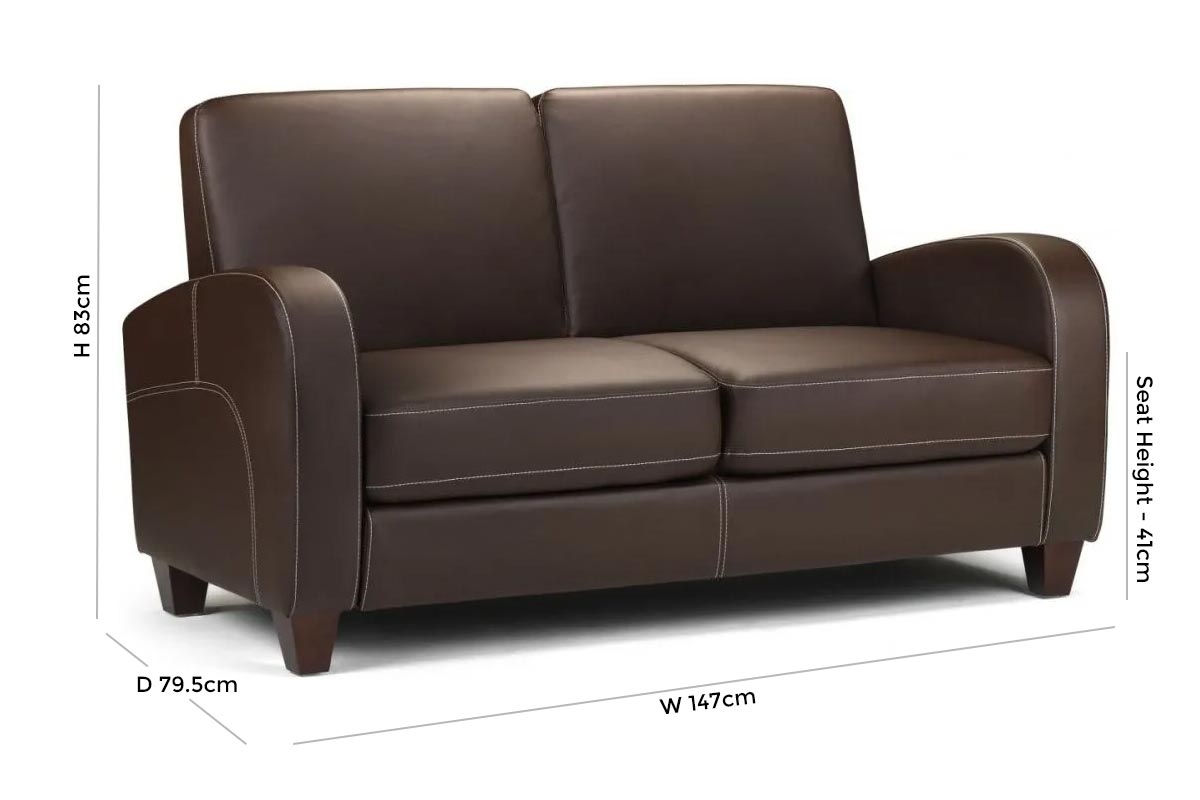 Product photograph of Vivo Brown Leather 2 Seater Sofa from Choice Furniture Superstore.