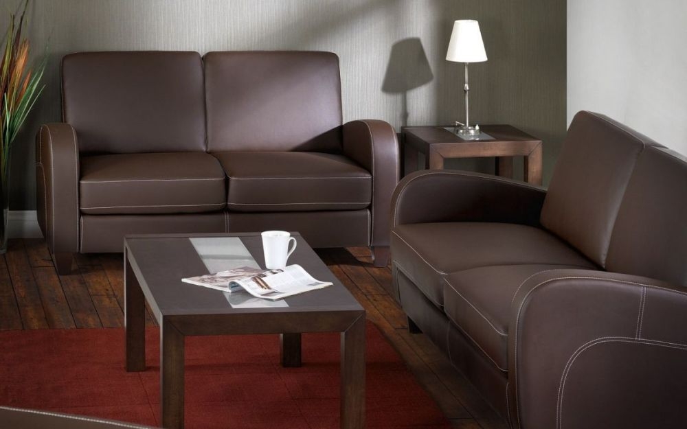 Product photograph of Vivo Brown Leather 2 Seater Sofa from Choice Furniture Superstore.