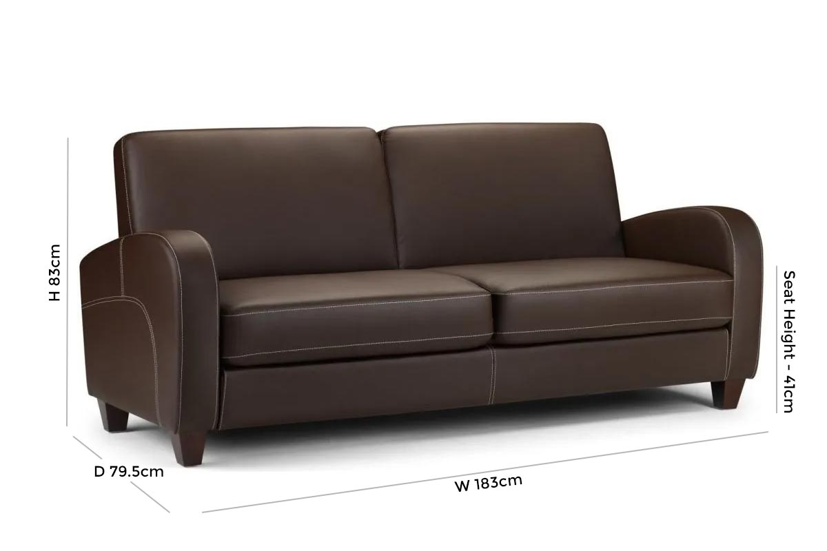 Product photograph of Vivo Brown Leather 3 Seater Sofa from Choice Furniture Superstore.