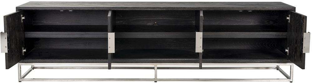 Product photograph of Blackbone Black Oak Extra Large Tv Unit With Silver Trim from Choice Furniture Superstore.