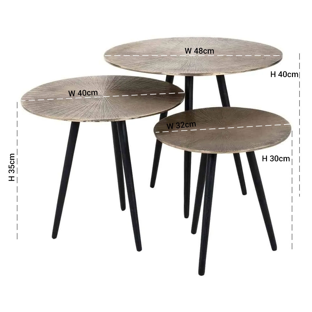 Product photograph of Villisca Champagne Gold And Black Side Table Set Of 3 from Choice Furniture Superstore.