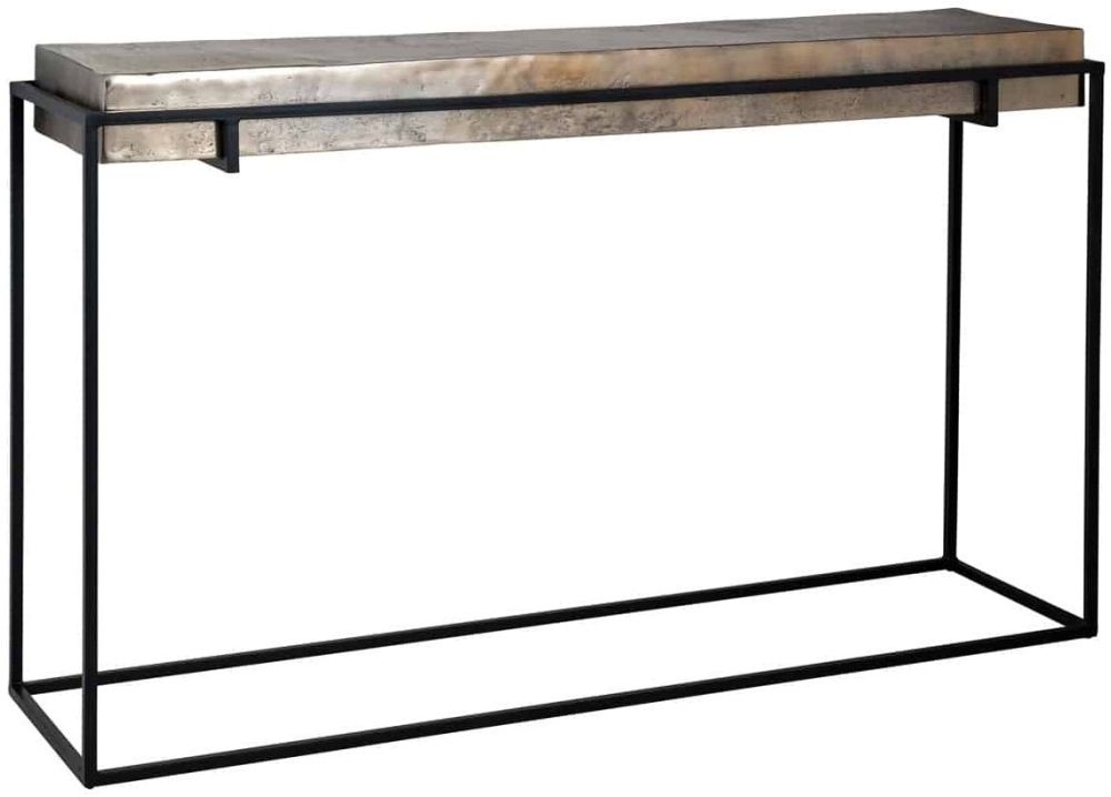 Product photograph of Calloway Champagne Gold And Black Console Table from Choice Furniture Superstore.