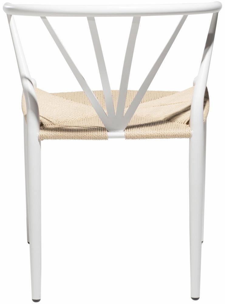 Product photograph of Dan Form Delta White Metal Dining Chair With Natural Seat from Choice Furniture Superstore.