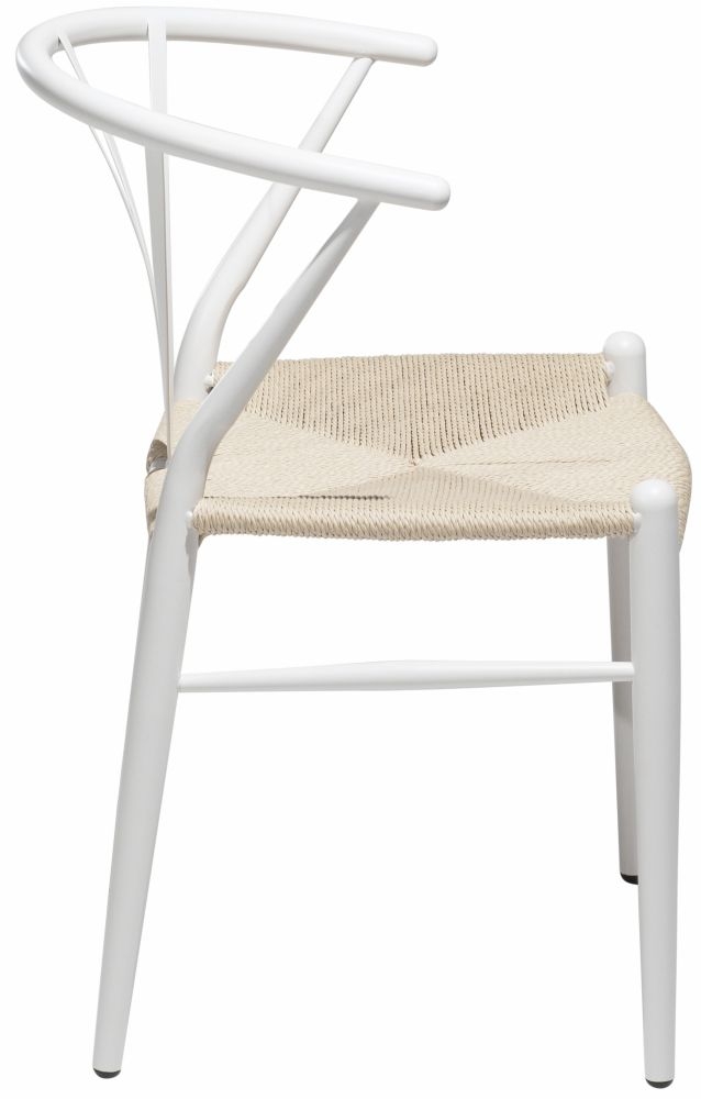 Product photograph of Dan Form Delta White Metal Dining Chair With Natural Seat from Choice Furniture Superstore.