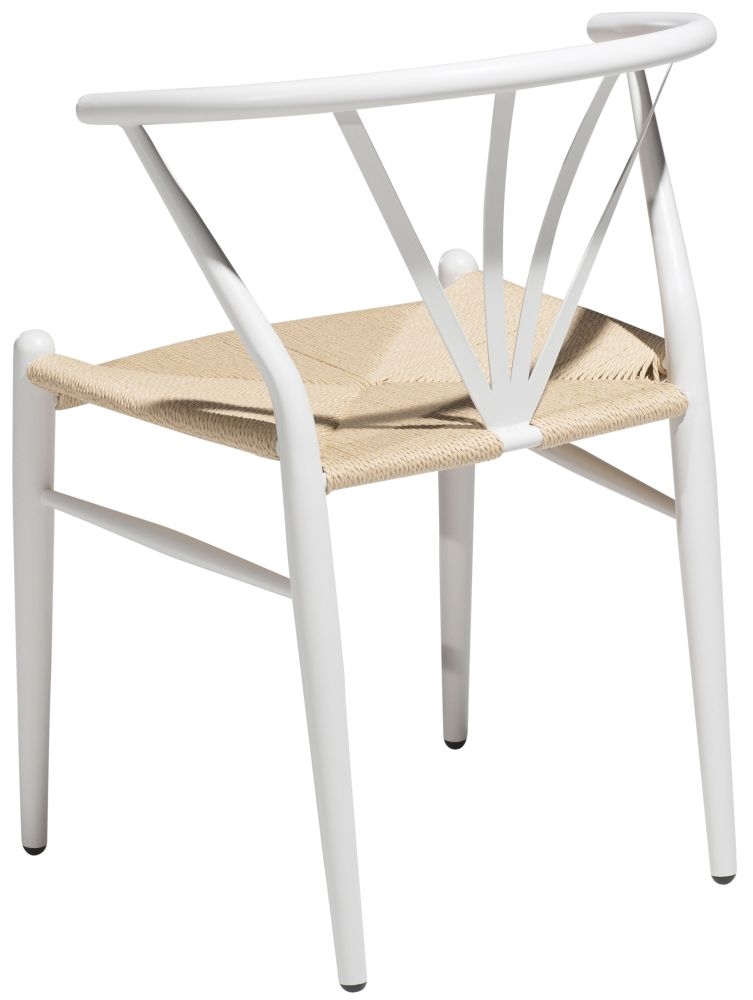 Product photograph of Dan Form Delta White Metal Dining Chair With Natural Seat from Choice Furniture Superstore.