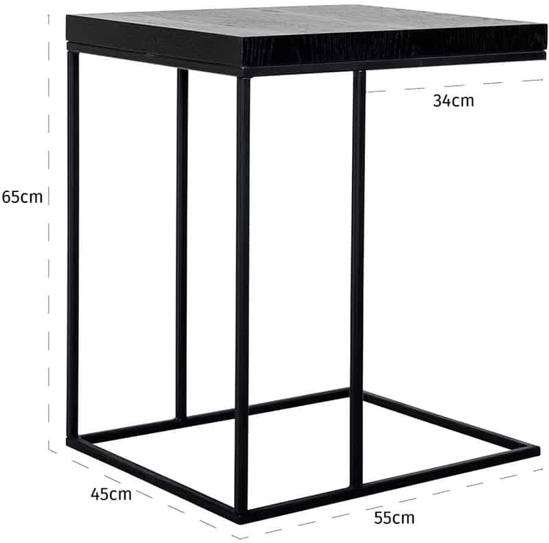 Product photograph of Oakura Black Oak Sofa Side Table from Choice Furniture Superstore.