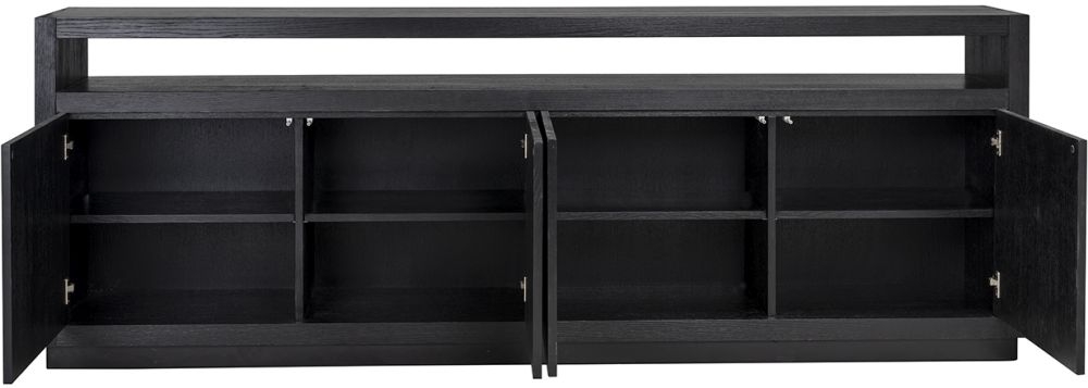 Product photograph of Oakura Black Oak 4 Door Extra Large Sideboard from Choice Furniture Superstore.