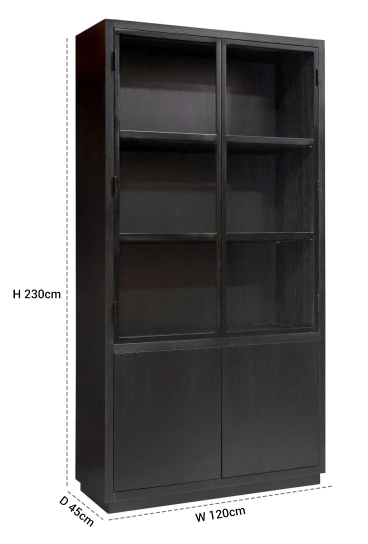 Product photograph of Oakura Black Oak 2 Door Display Cabinet from Choice Furniture Superstore.
