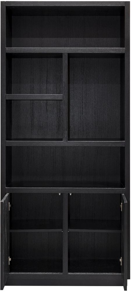 Product photograph of Oakura Black Oak 2 Door Bookcase from Choice Furniture Superstore.