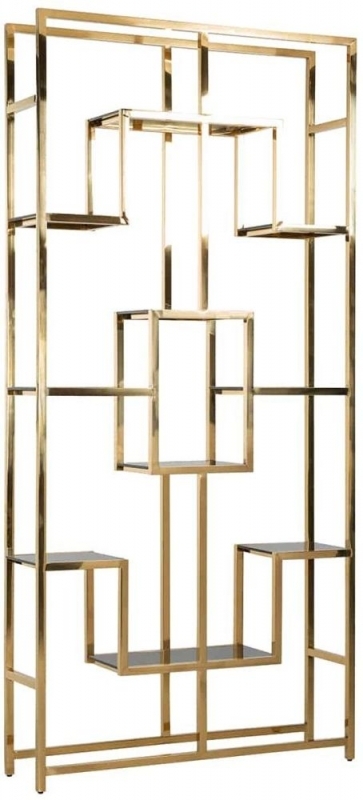 Product photograph of Magnus Black Glass And Gold Shelving Unit from Choice Furniture Superstore.