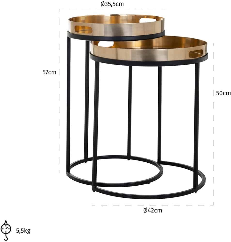 Product photograph of Lewis Gold Round Side Table Set Of 2 from Choice Furniture Superstore.