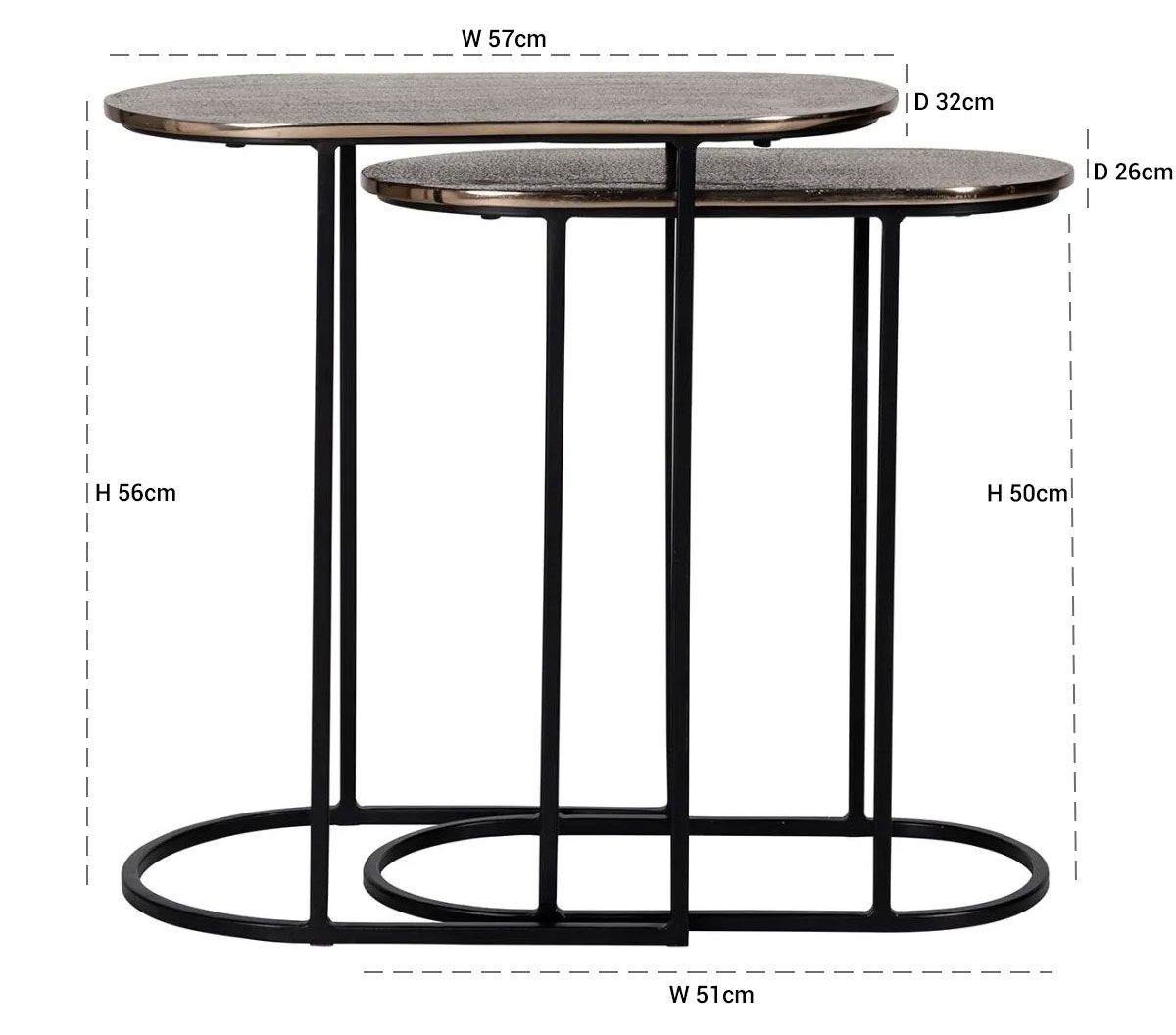 Product photograph of Chandon Aluminium Oval Side Table Set Of 2 from Choice Furniture Superstore.